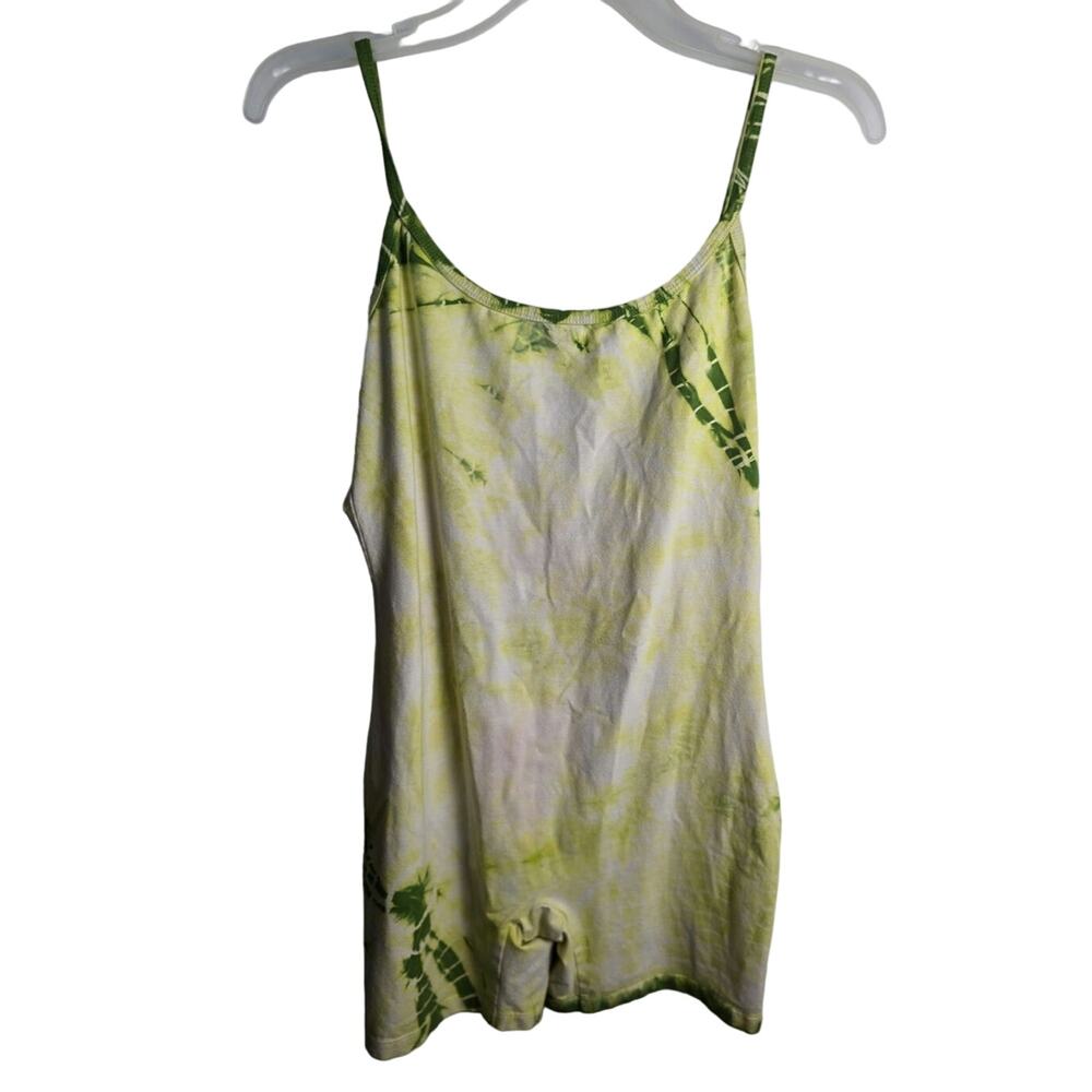 LACAUSA Green‎ Yellow Tie Dye Print Sleeveless Romper Size Medium